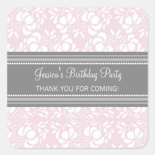 Birthday Thank You Custom Name Favour Tags Pink