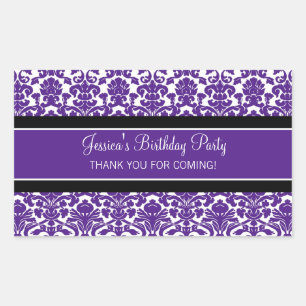 Birthday Thank You Custom Name Favour Tags Purple