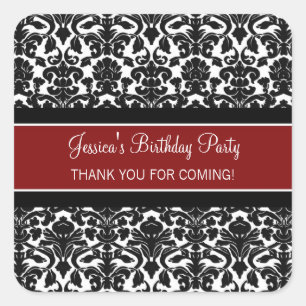 Birthday Thank You Custom Name Favour Tags Red