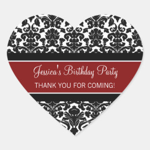 Birthday Thank You Custom Name Favour Tags Red