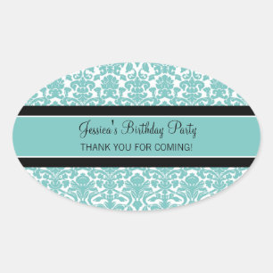 Birthday Thank You Custom Name Favour Tags Teal