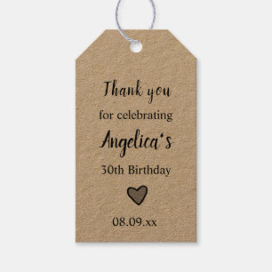 Birthday Thank You Favour Tags