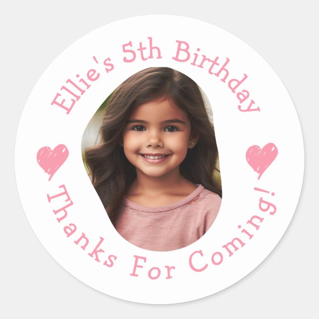 Birthday Thank You Favours Any Age Customisable Classic Round Sticker (Front)