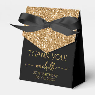 Birthday Thank You Gold Glitter Monogram Script  Favour Box