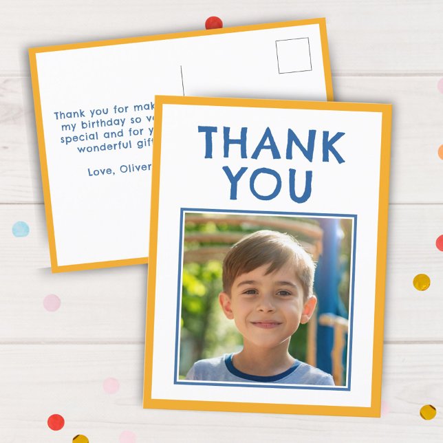 Birthday Thank you Kids Photo  Postcard (Creator Uploaded)