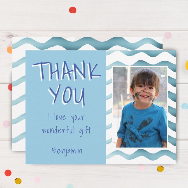 Birthday Thank you Kids Photo Postcard Blue Boys (Creator Uploaded)