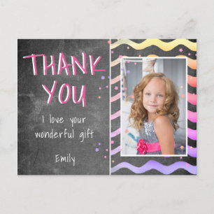 Birthday Thank you Kids Photo Postcard Pink Girl
