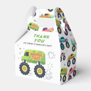 Birthday Thank You Modern Kids Monster Car Trucks Favour Box