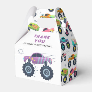 Birthday Thank You Modern Kids Monster Car Trucks Favour Box