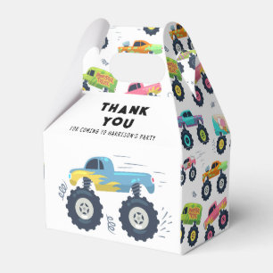 Birthday Thank You Modern Kids Monster Car Trucks Favour Box