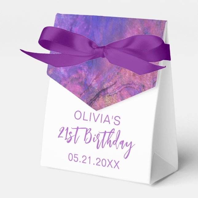 Birthday Thank You Modern Pink Purple Favour Boxes (Front Side)