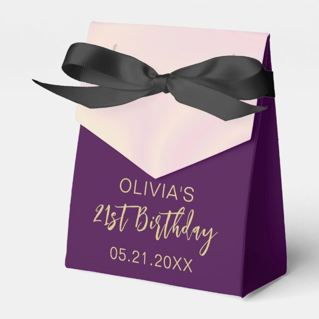 Birthday Thank You Modern Pink Purple Favour Boxes (Front Side)