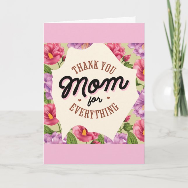 Birthday Thank You Mum Pink Floral Card (Front)