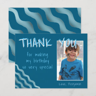 Birthday Thank you Photo card for Boys Waves