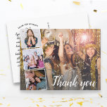 Birthday Thank You Photo Collage Any Year Postcard<br><div class="desc">Say thank you with this awesome postcard featuring four of your favourite photos and then word "Thanks" in an elegant script font. The backside features space for a typed note or delete to leave space for a handwritten note. Perfect for any age birthday! Your guests will love seeing photos from...</div>