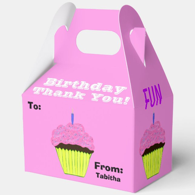 Birthday Thank You Pink Chocolate Cupcakes Favour Box (Back)