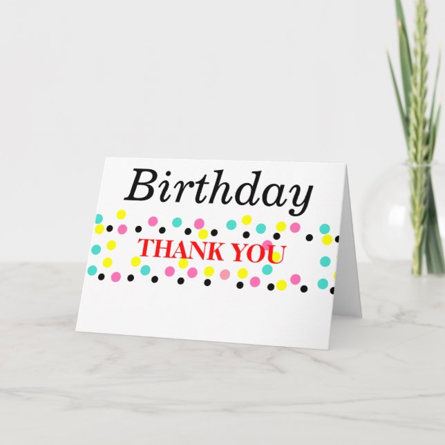 Birthday Thank You Polka Dots Balloons Card (Front)