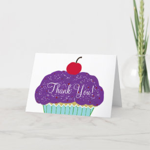Birthday Thank You Purple Cupcake Card
