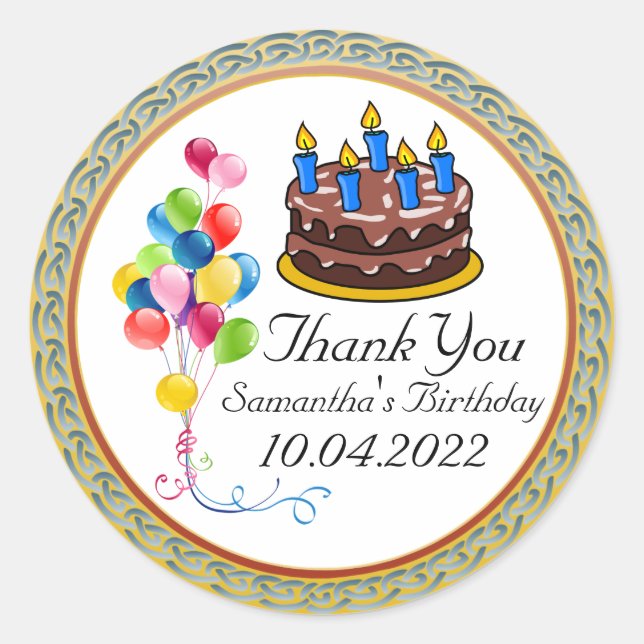 Birthday Thank You Sticker (Front)