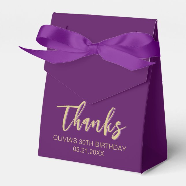 Birthday Thanks Simple Modern Purple Favour Boxes (Front Side)