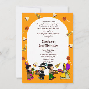 Birthday Thanksgiving Children's Party Invitation