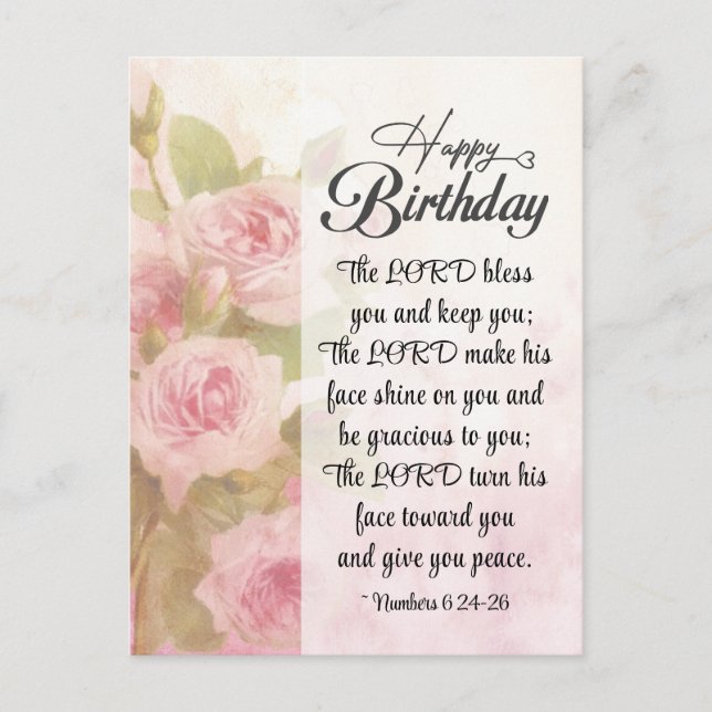 Birthday The Lord Bless You Bible Verse Postcard (Front)