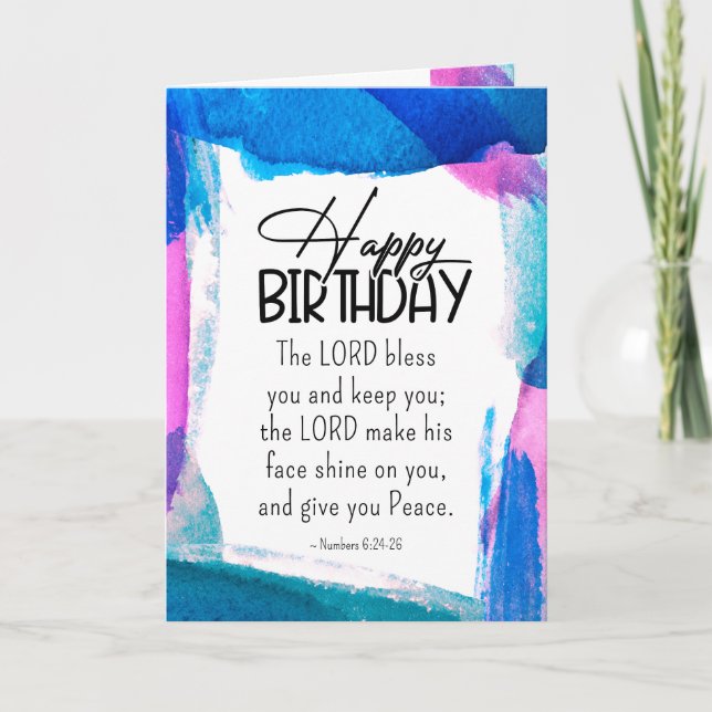 Birthday The Lord Bless You Numbers 6 24-26 Bible Card (Front)