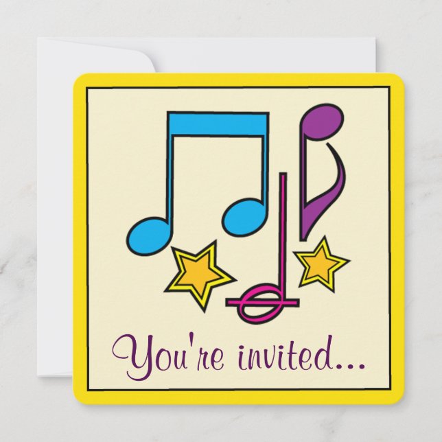 Birthday Theatre, Musical or Movie Party with Note Invitation (Front)