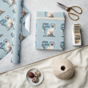 Birthday themed for Siamese Cat lovers Wrapping Paper