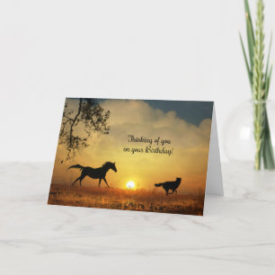 Birthday Thinking of You Horse Dog Cute Card