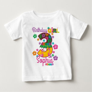 Birthday three 3 Hawaiian Luau Summer custom Baby T-Shirt