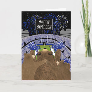Birthday Three Bears Cheering at Football Stadium  Card