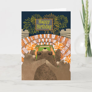 Birthday Three Bears Cheering at Football Stadium Card