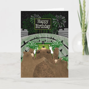 Birthday Three Bears Cheering Green Card