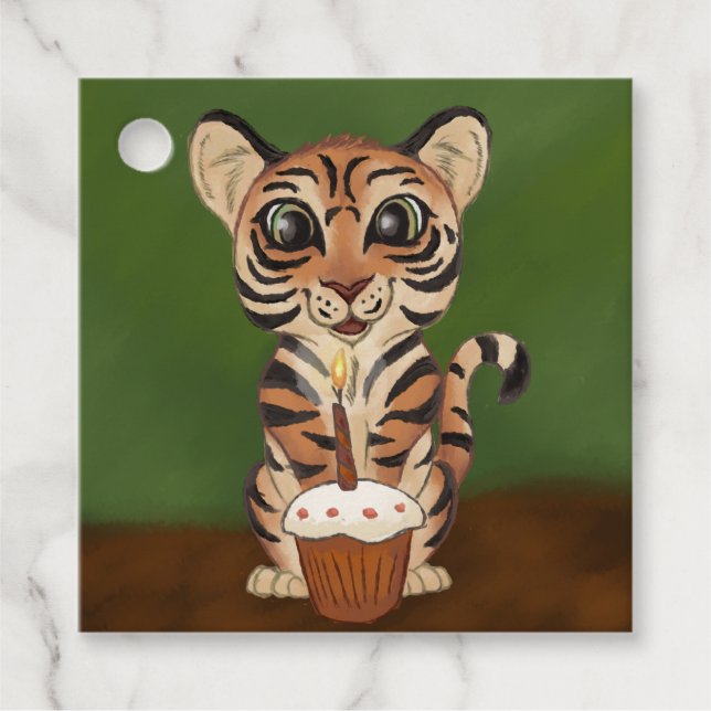 Birthday Tiger Favour Tags (Front)