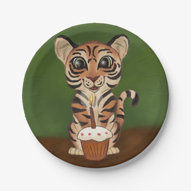 Birthday Tiger Paper Plate (Front)