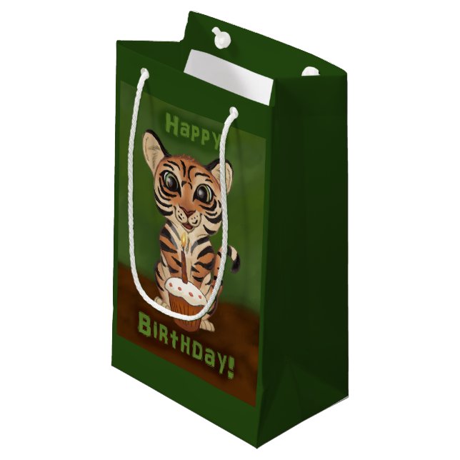 Birthday Tiger Small Gift Bag (Front Angled)