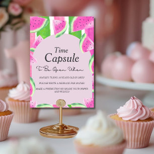 Birthday Time Capsule Pink Watermelon Sign Invitation
