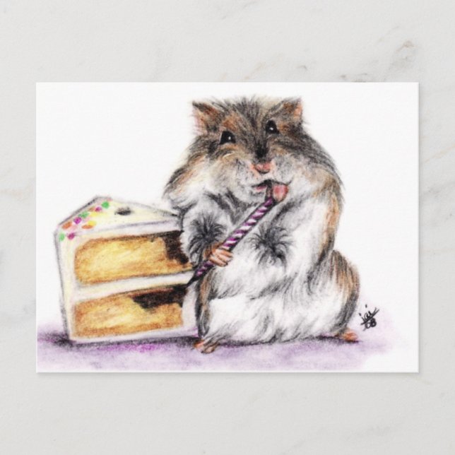 Birthday Time (Hamster) Postcards Plain (Front)