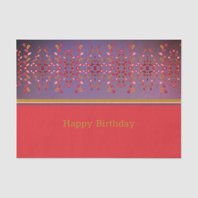 Birthday Tissue In Plum Pink and Mustard Paper (Front)