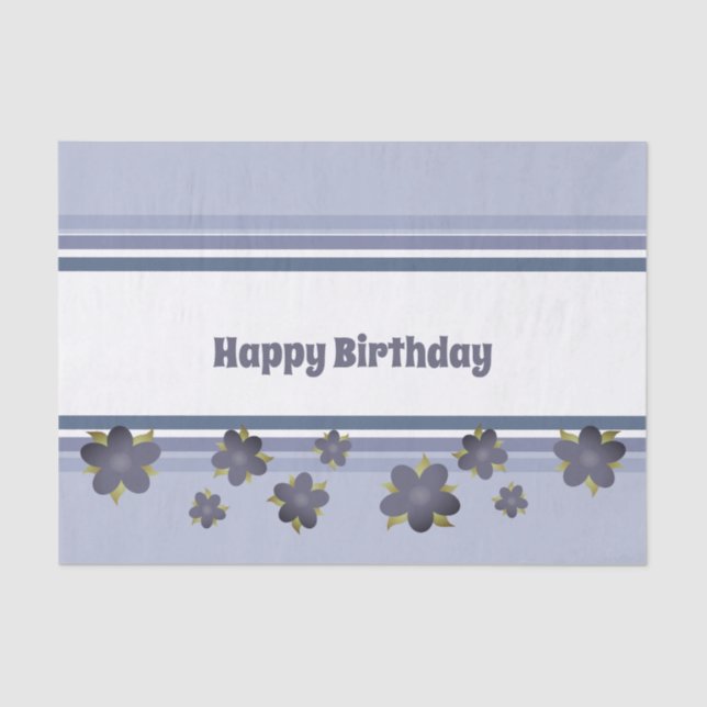 Birthday Tissue Paper In Blues (Front)