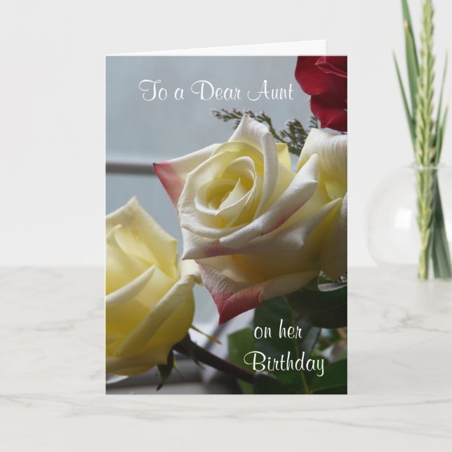 Birthday/To a Dear Aunt-Yellow Roses Card (Front)