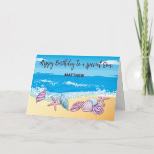 Birthday to Grown Son Personalized With Seashells Card
