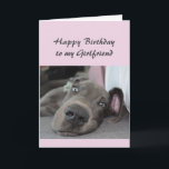 Birthday to my Girlfriend Fun Dog Relax Humor Card<br><div class="desc">Happy Birthday to my Girlfriend definition of Relax Humor Greeting with cute relaxing Great Dane Dog</div>