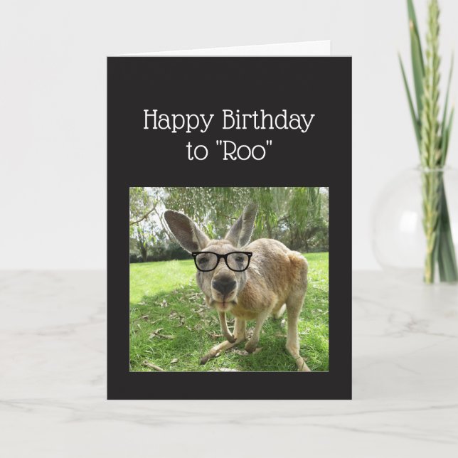 Birthday to Roo Fun Kangaroo Australia Animal art Card (Front)