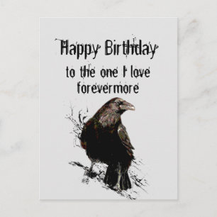 Birthday to The One I love Forevermore Fun Raven Postcard