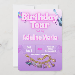Birthday Tour Charm Bracelet Invitation