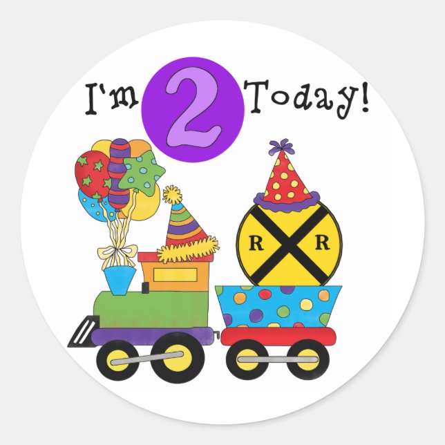 Birthday Train 2nd Birthday T-shirts and Gifts Classic Round Sticker (Front)