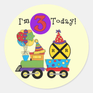 Birthday Train 3rd Birthday Tshirts and Gifts Classic Round Sticker