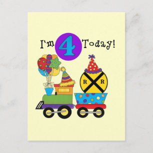Birthday Train 4th Birthday Tshirts and Gifts Postcard